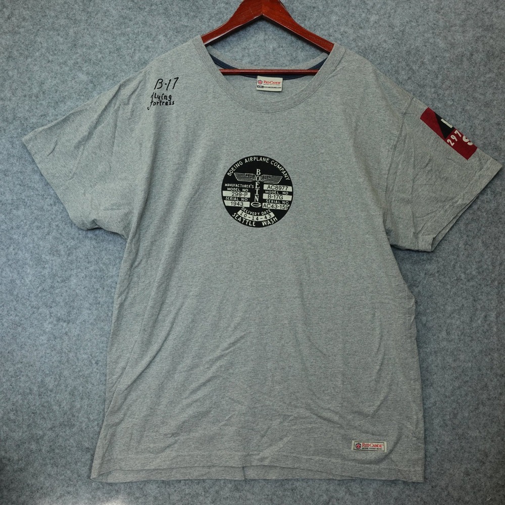 Red Canoe T Shirt Mens XL Gray Boeing B17 Flying Fortress Aviation Military Tee